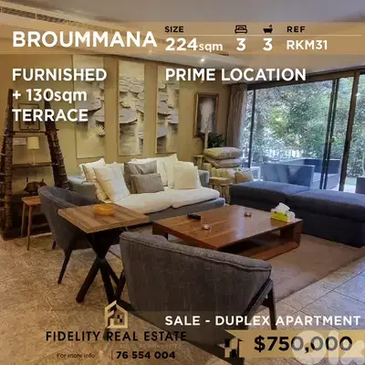 Duplex for sale in Broummana RKM31 دوبلكس للبيع في برمانا