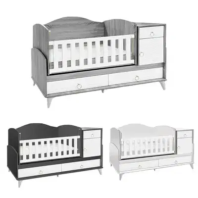 Wooden Baby Bed With Dresser - سرير خشبي للأطفال مع أدراج جانبية