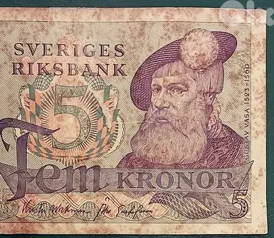 Sweden 5 Kronor 1974 old banknote P-51 c