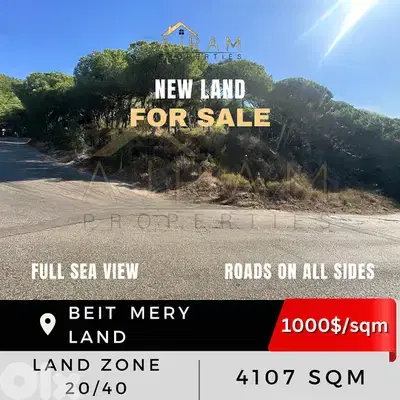 Beit Mery land | 4107 sqm | 1000$/sqm