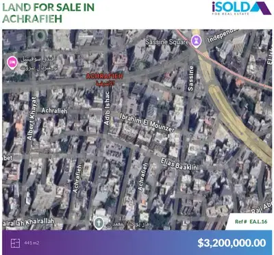 Zone 6 441 m2 Prime land for sale in Achrafieh - أرض للبيع في الأشرفية