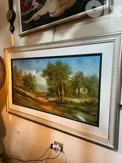 لوحة تابلو رسم painture يدوي زيتي ممضي اصلي طبيعة سعر لقطة