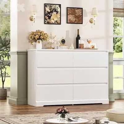 FOTOSOK White Dresser, 47.2 Inch Tall White Dresser