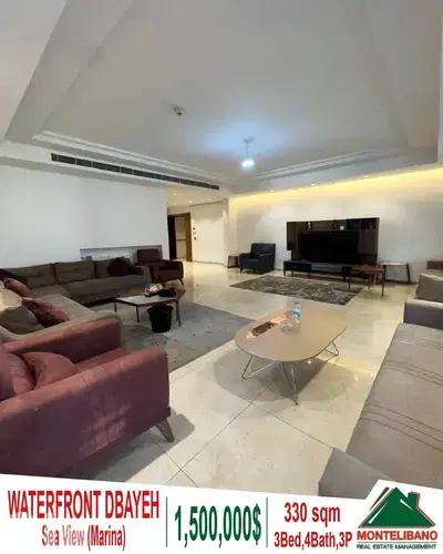 330 sqm Apartment For Sale in Waterfront Dbayeh with Sea View (Marina)