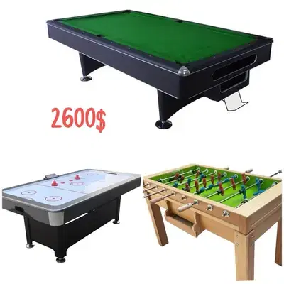 Professional Billiard table 8ft بلاط + Babyfoot zayn wood + Air hockey