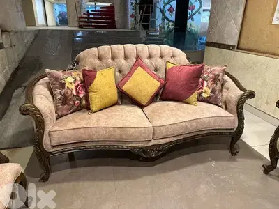 طقم كنبايات حفر ملكي خشب زان قماش وردة اسفنج إكسترا
