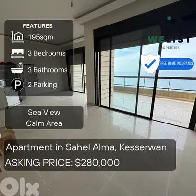 Apartment for sale in Sahel Alma - Jounieh شقة للبيع في ساحل علما