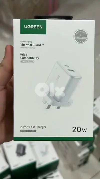 Ugreen 20w 2-port Fast charger 3pin white x227