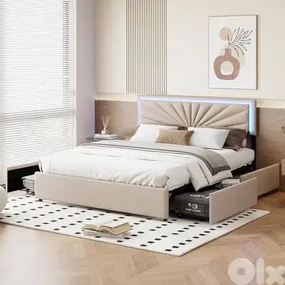 bed with 4 drawers and led light