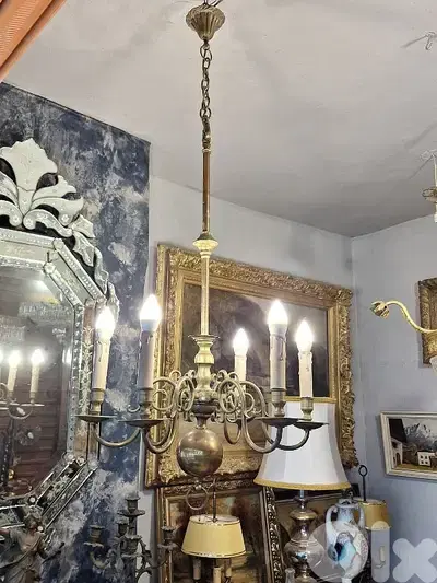 antique french heavy brass chandelier