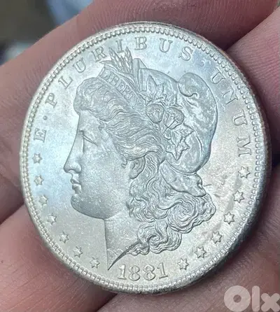 عملة عملات قديمة. واحد دولار أميركي فضة مورغان سنة 1881s