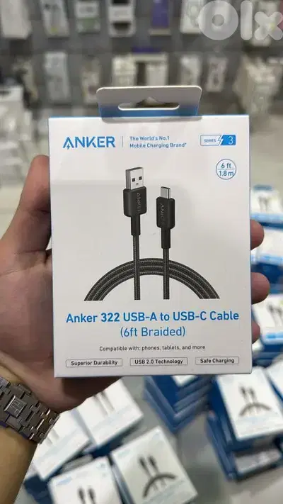 Anker 322 usb-a to usb-c cable (1.8m braided) Black