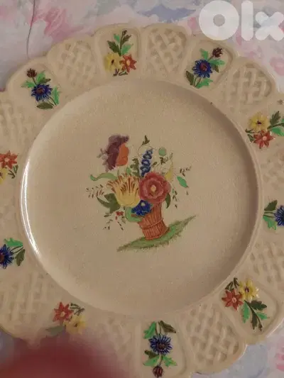 2 old hand decorated dished