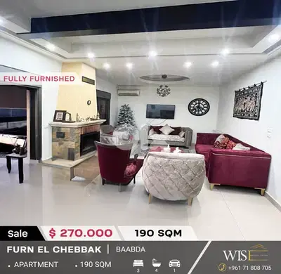 190 SQM fully furnished Apartment for SALE in Furn El Chebbak !