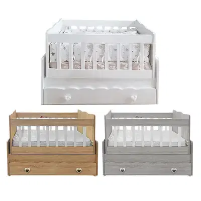 Wooden Baby Bed With Dresser - سرير طفل خشبي مع درج