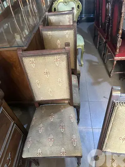 كراسي سفرة خشب زان قديم 8 كراسي