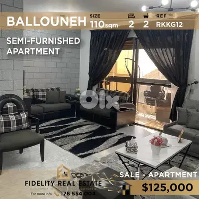 Apartment for sale in Ballouneh RKKG12  شقة للبيع في  بلونة