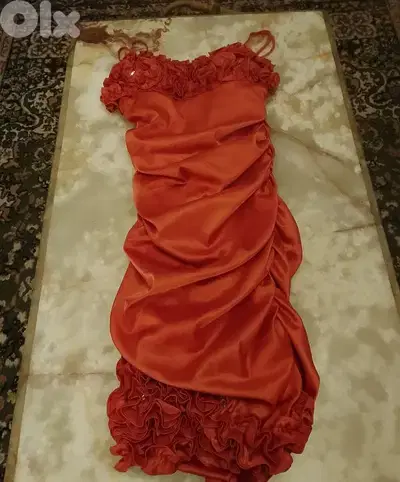 orange satin dress