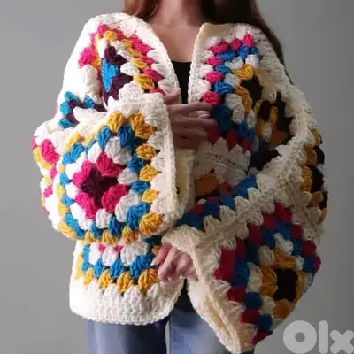 handmade crochet granny square cardigan