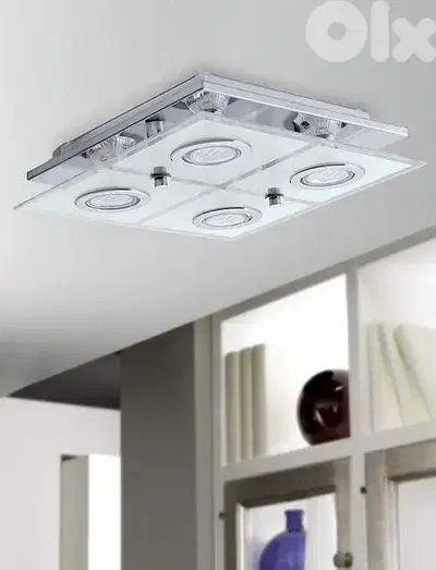 EGLO Cabo Ceiling Light – Stainless Steel, Heavy Glass, 4xGU10 Bulbs