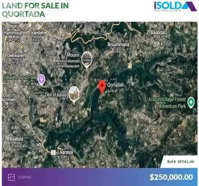 1320 m2 land+mountain view 4sale in Quortada - ارض للبيع في قرطاضة