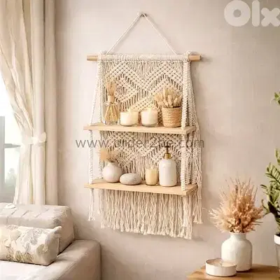 100cm Macrame Hanging Shelf – 2-Tier Hand-Woven Boho Plant Display