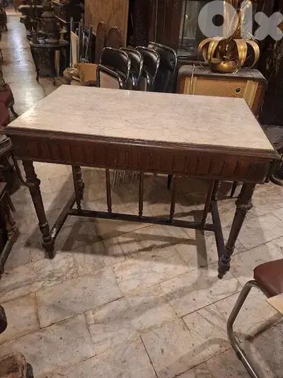 antique high french marble top wooden table