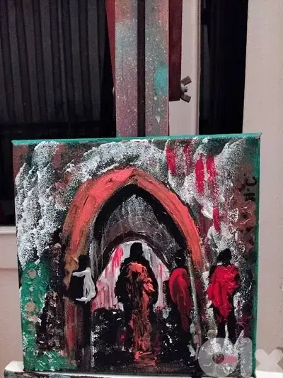 رسم زيتي على القماش يدويه