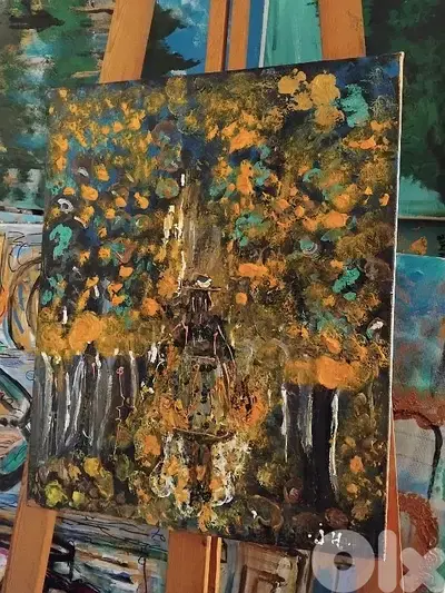 رسم زيتي على القماش يدويه