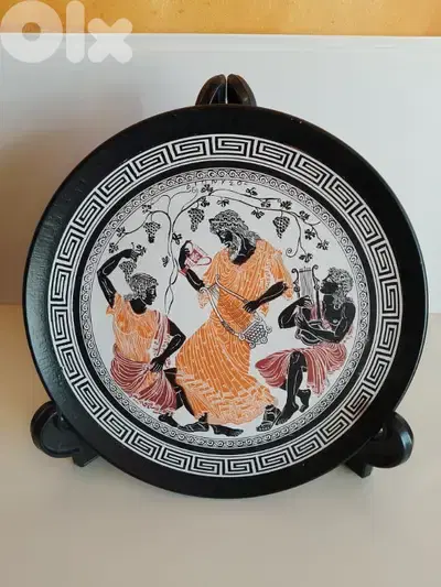Vintage Large Greek Retro Hand Painted Hanging Plate 26 cm