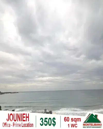 Prime Location 60 sqm Office For Rent in Jounieh (جونيه)+Open Sea View