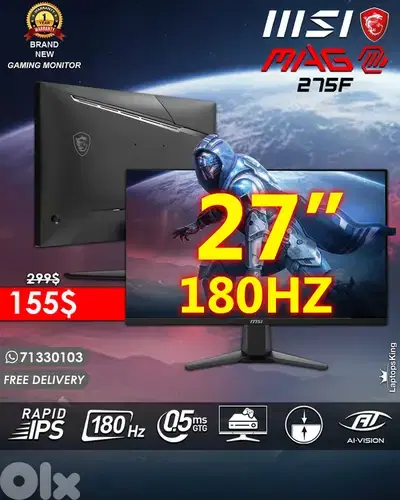 MSI MAG SERIES 275F 27” FHD 180HZ 0.5MS GAMING MONITOR