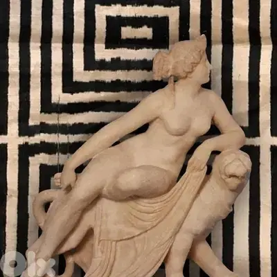 Antique Italian Alabaster Sculpture – Bacchante with Panther