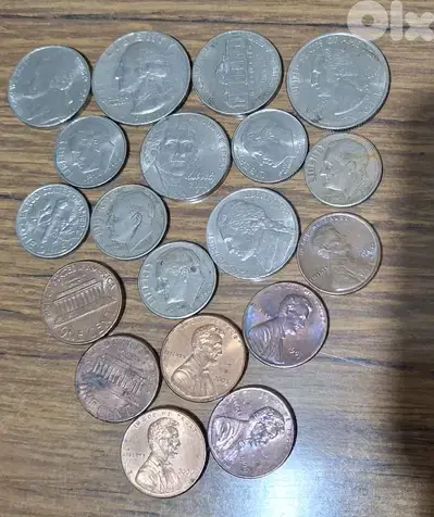 عملات اميركي قديم half $ one dime-  cent- quatre  مشكل