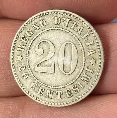 عملة عملات قديمة ٢٠ سنتيم إيطالي سنة ١٨٩٤