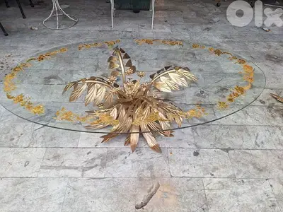 vintage Italian coffee table metal gold leafed