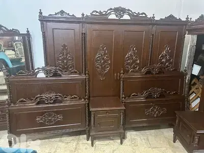 اوضة نوم تختين خشب زان انتيك