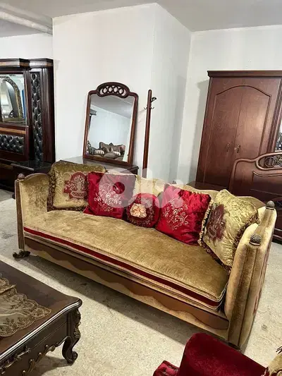 طقم كنبايات شغل توصاية خشب زان اربع قطع وطاولة
