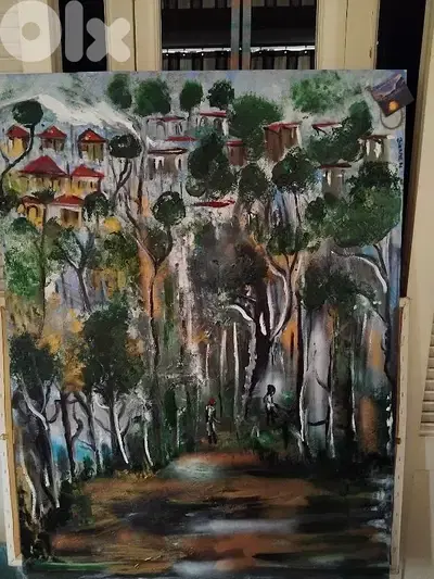 رسم زيتي على القماش يدويه