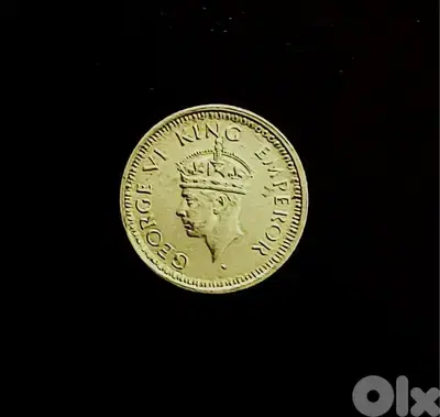 British India 1944 Silver quarter Rupee KGVI