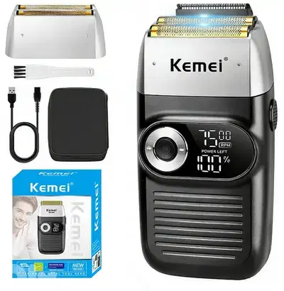 KEMEI Men's Shaving Razor, Rechargeable with Beard Trim Titanium foil