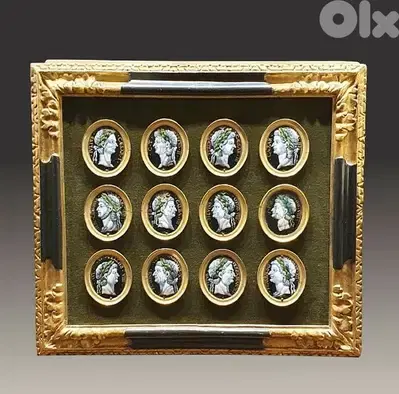 A Set of Twelve Grisaille Limoges Enamel Medallions