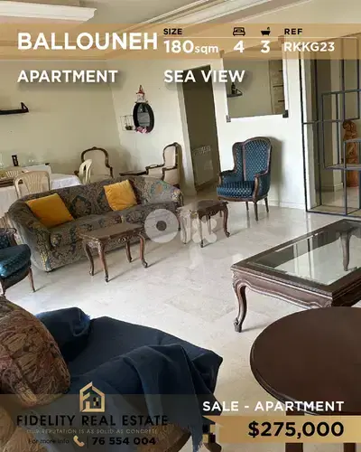 Apartment for sale in Ballouneh RKKG23 شقة  للبيع في بلونة