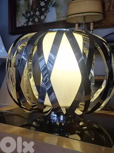 Mid-century vintage chrome and opaline lamp