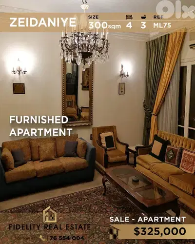 Apartment for sale in Zeidaniye ML75شقة مفروشة للبيع زيدانية