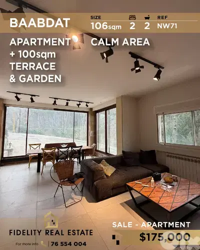 Apartment for sale in Baabdat NW71 شقة  للبيع في بعبدات
