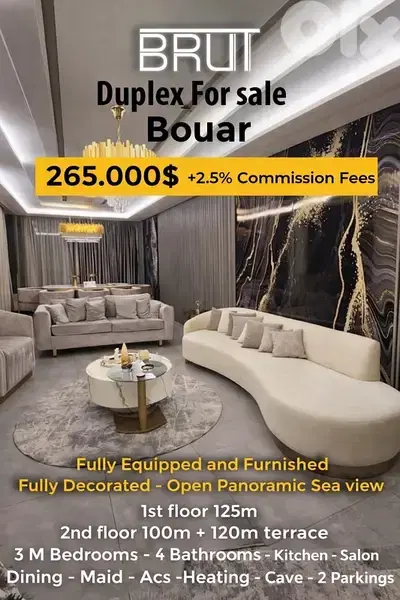 265 Fully Equipped Duplex for sale in Bouar - Open Panoramic sea view