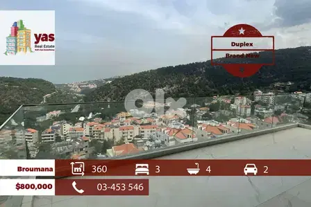 Broumana 360m2 | Duplex | Brand New | Classy Area | Mountain View |TCH