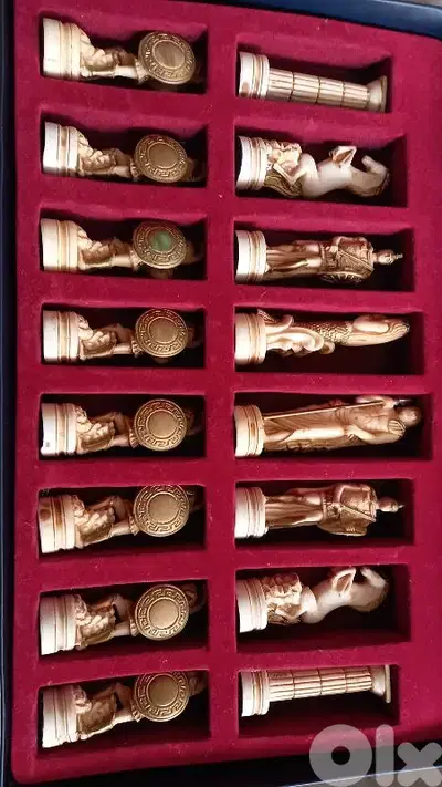 Hand Painted greek chess board and statues Negotiable