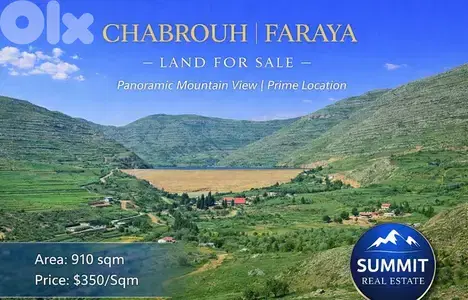 910 sqm Land for Sale | Chabrouh Faraya | Open View | 25/50 Zoning”